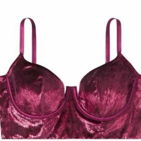 Victoria’s Secret Very Sexy Velvet Long Line Lightly Lined Bustier Underwire Bra - Picture 2 of 5